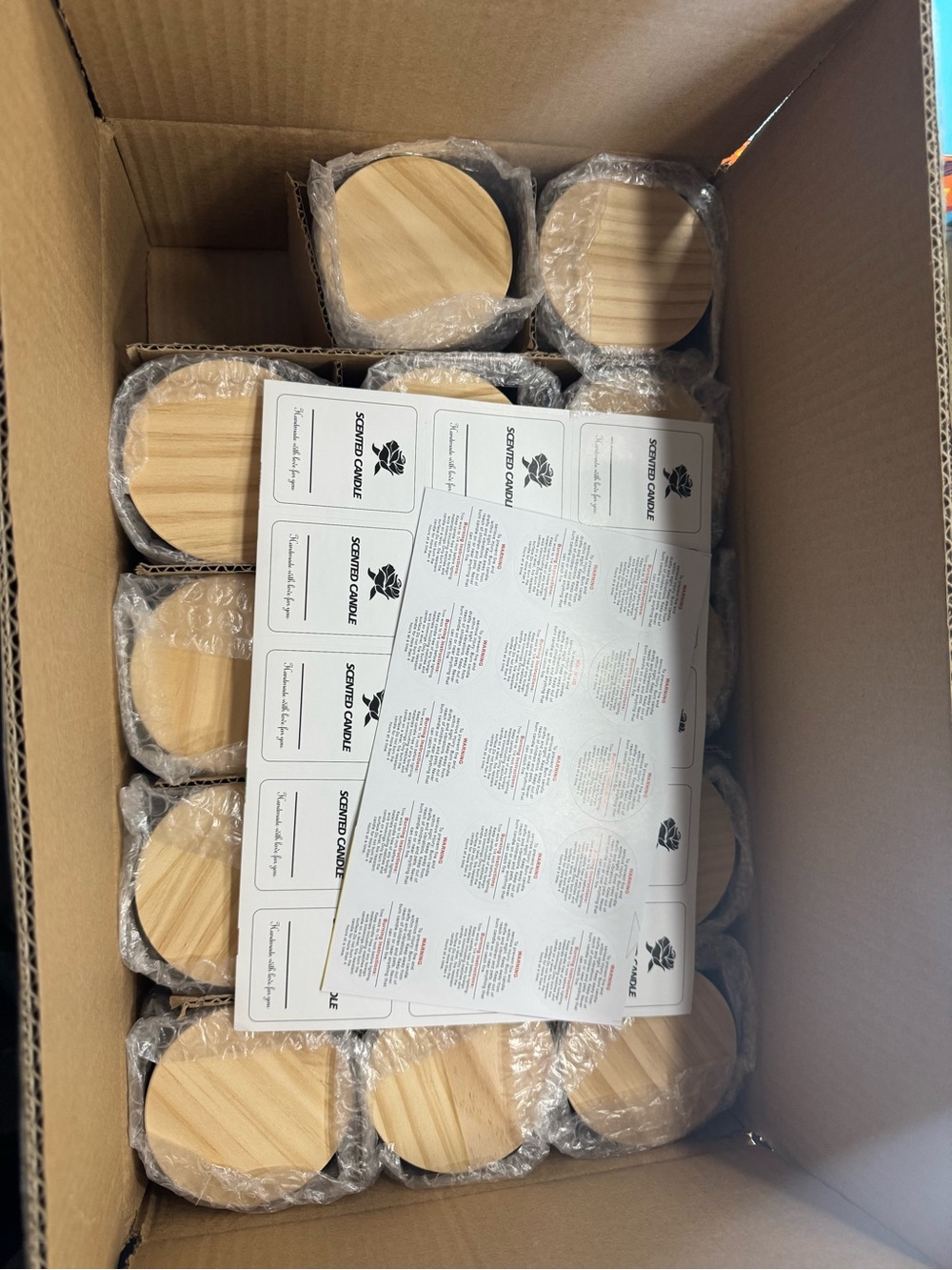Amazon Wooden Lid Candle Jars - Natural Light Wood